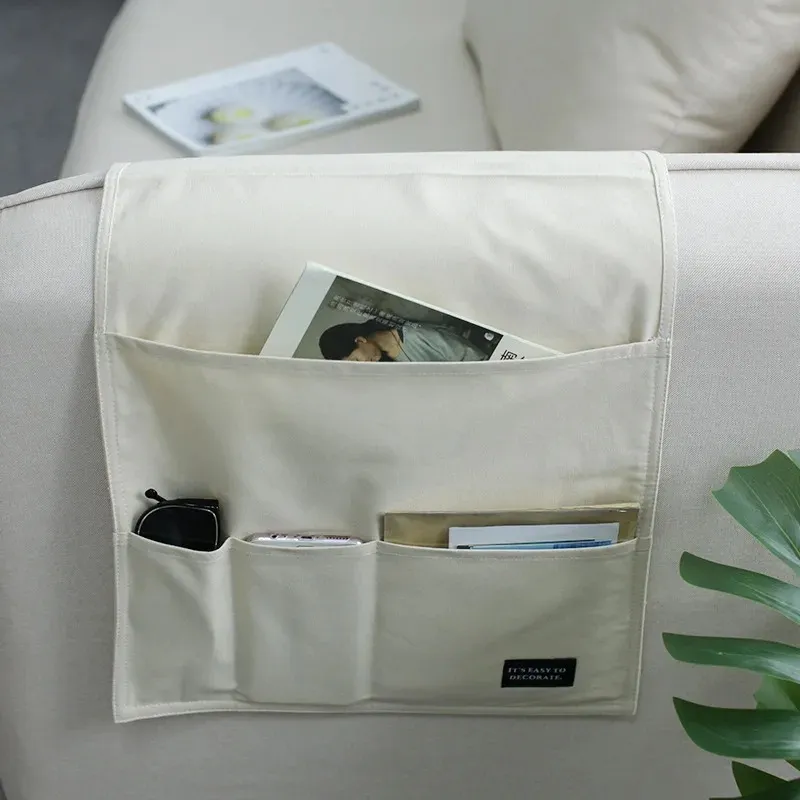 Soffa Armrest Solid Magazines Space Saving TV Fjärrkontrollen Stor multifunktionell säng Anti Slip Sundries Organizer Storage Bag