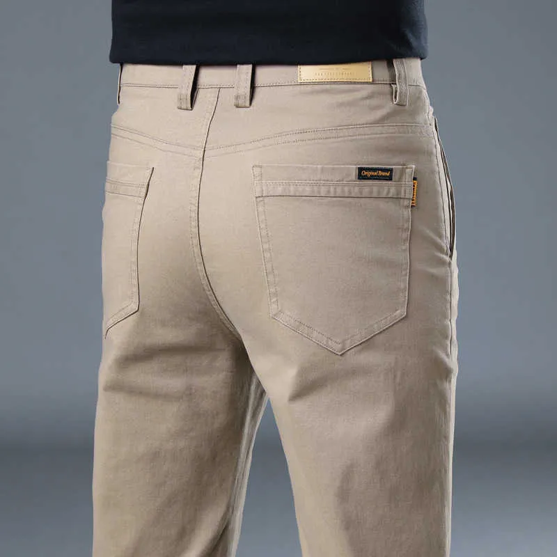 2024 pantaloni Casual di nuova marca da uomo slim fit tubo dritto fascia alta autunno e inverno cerniera Ykk in puro cotone spesso