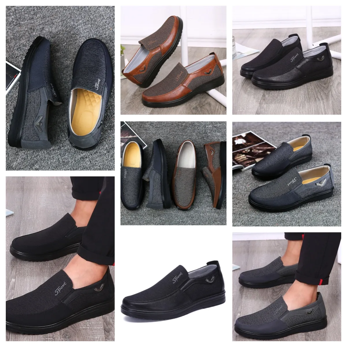 GAI confort hommes chaussures chaussures noires bout rond fête banquets en plein air costumes hommes affaires talon chaussures de créateur EUR 38-50 doux