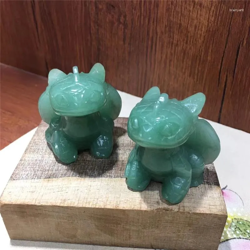 Decorative Figurines 1pcs Natural Crystal Animal Statue Green Aventurine Toothless Dragon Sculpture Room Decor Home Decoration Accessories