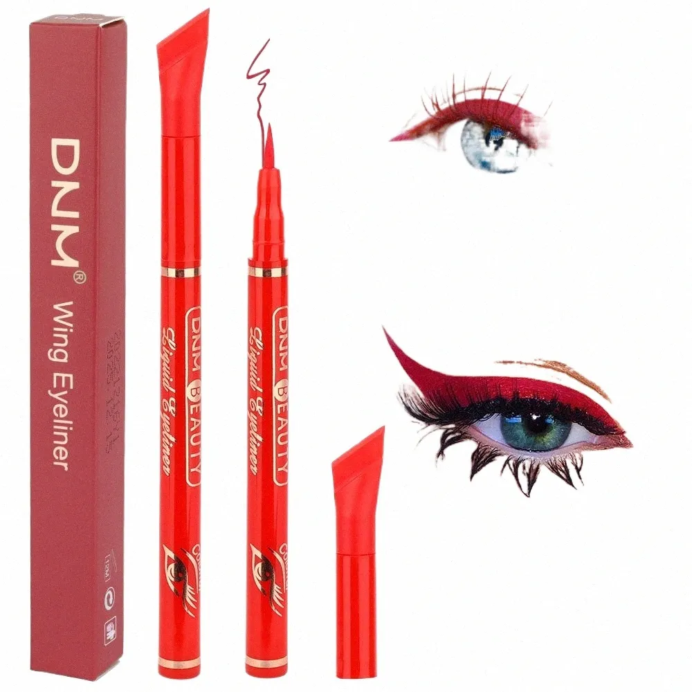 12 colores mate líquido delineador de ojos pluma maquillaje impermeable secado rápido suave ultrafino rojo marrón delineador de ojos ala puntas cosméticos d1JW #