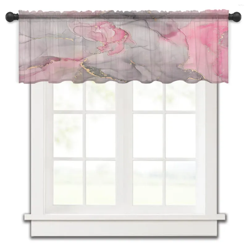 Watercolor Voile Curtains Soft Pink And Gray Tulle Drapes For Living