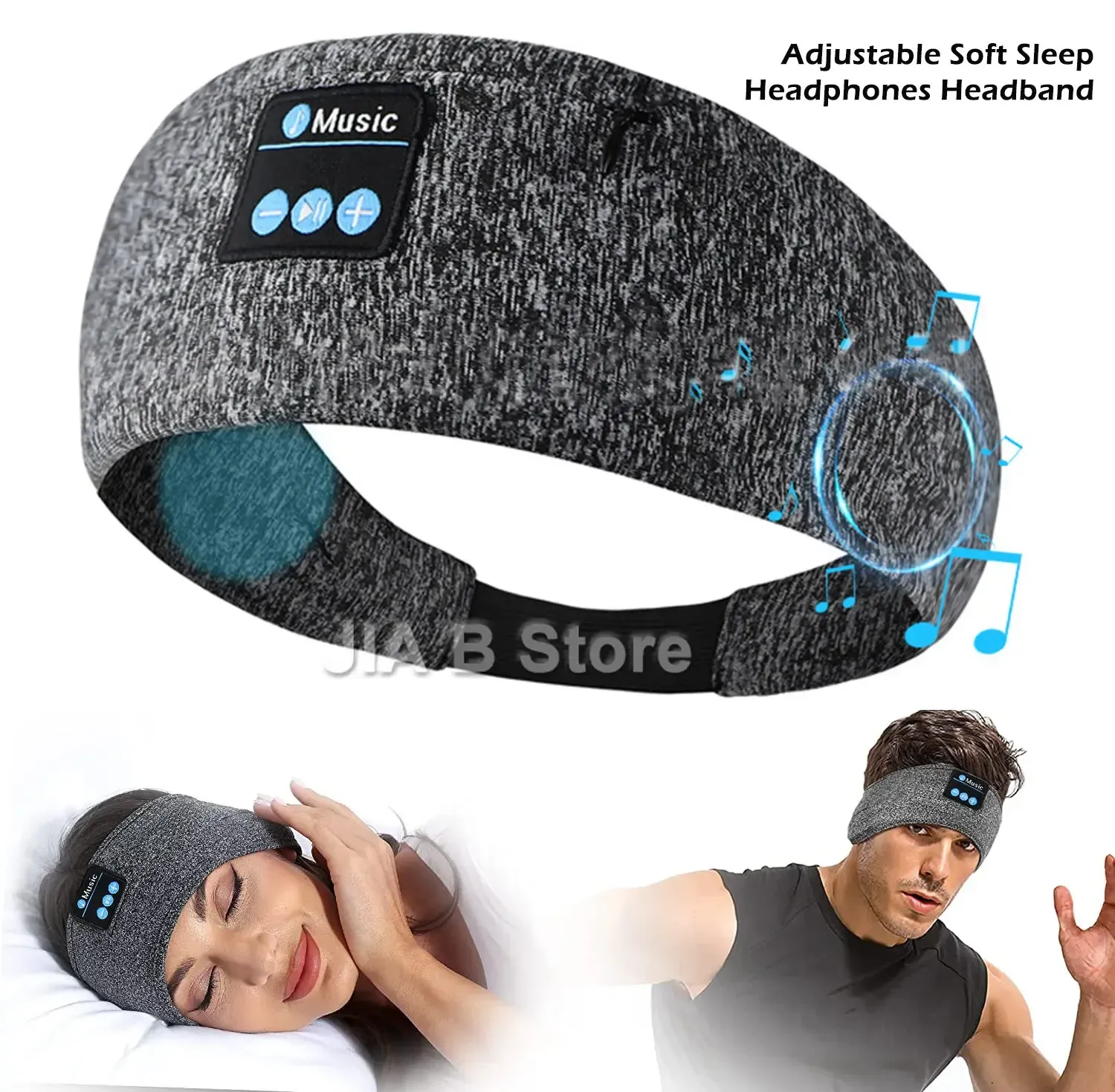 Casque/casque réglable doux Bluetooth casque de sommeil bandeau avec haut-parleurs intégrés parfait pour dormir sur le côté, entraînement, course, yoga, voyage