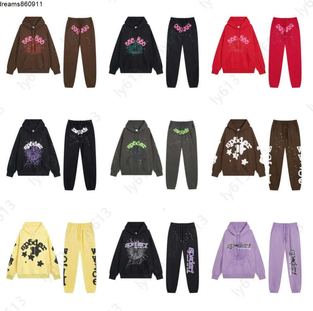 Mens Tracksuit Designer Tracksuits Young Thug Spider Hoodie Web Print Pullover Hoodies With DrawString Sweatpants Two Piece Set Track Jogger Sweatsuits