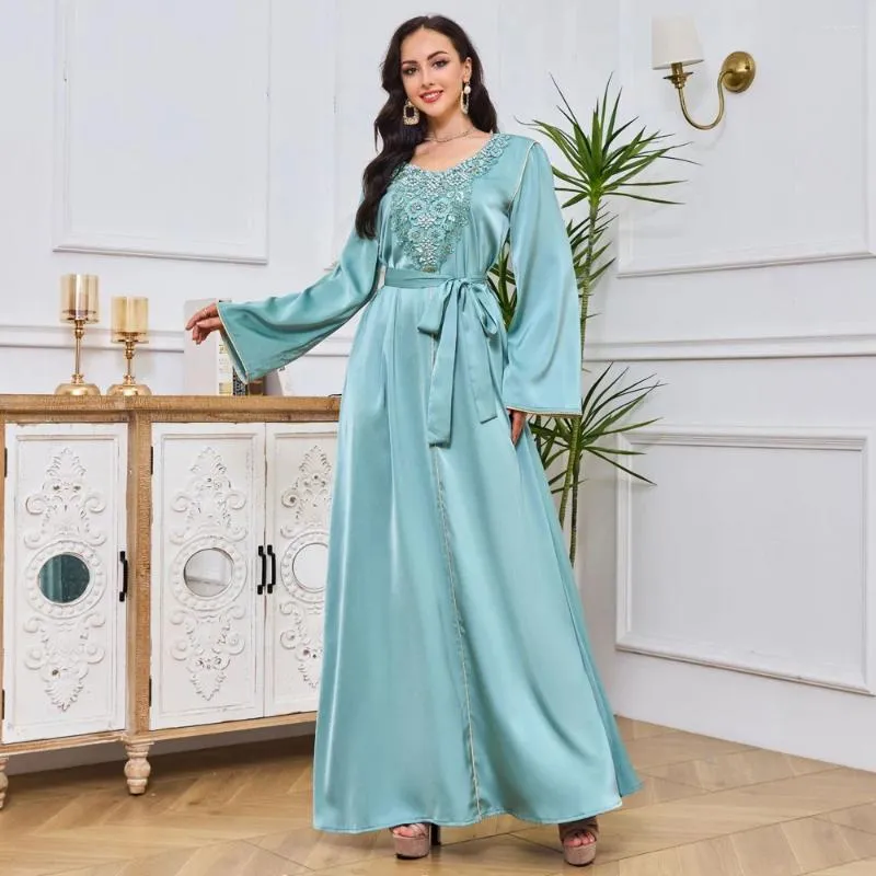 Ethnic Clothing Kuwaiti Abayas Dubai Luxury For Women Muslim Woman Veil Saudi Satin Plus Size Formal Evening Long Dresses Elegant Gown