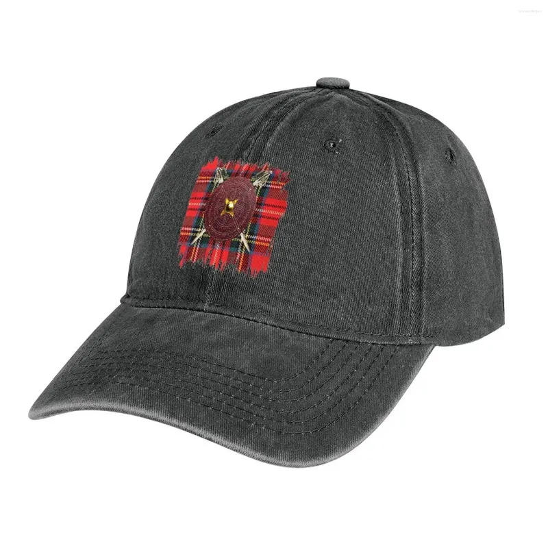 Berets Targe and Swords Royal Stewart Tartan Cowboy Hat Ball Cap Cap Bag Trucker Hats For Men Damskie