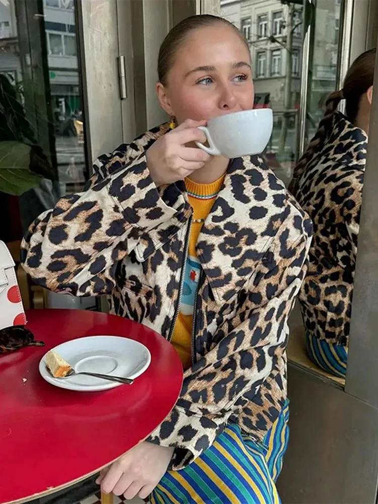 DHgate.com:Leopard Crop Jacket: Womens Spring Trendy Long