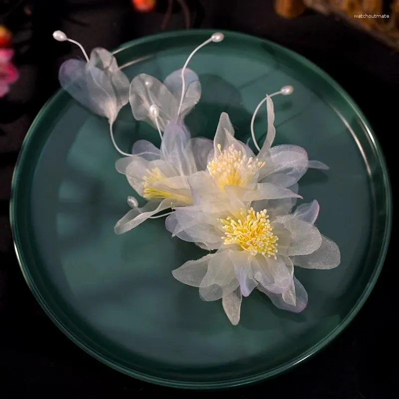 Haarspeldjes Witte Zijden Bloem Haarspelden Zijrand Sieraden Parel Hoofddeksels Voor Vrouwen Meisjes Bruid Bruiloft Accessoires