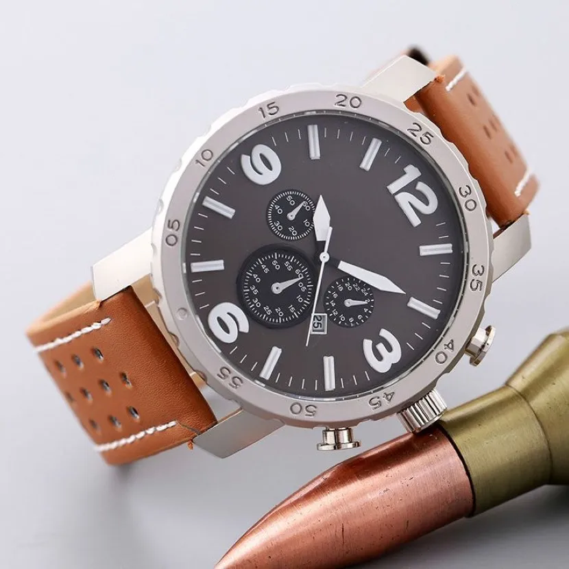 2017 Nieuwe Grote Wijzerplaat Luxe Design Mannen Horloge Mode Lederen Band Quartz Horloges Montre Klok Relogio Relojes De Marca Sport Polsw291k