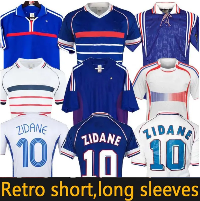 1998 Retroversion France Soccer Jersey 96 98 02 04 06 Zidane Henry Maillot de Foot Soccer Shirt 2000 Home Trezeguet Football Uniform Blue White 1996 1998 2004 2006