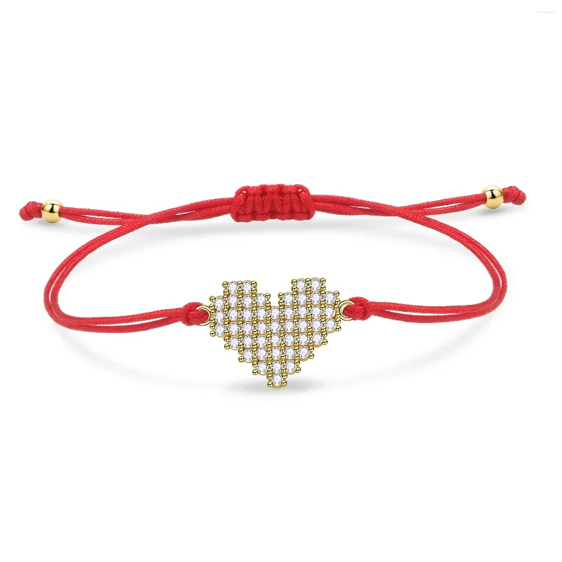 Charme Pulseiras Branco CZ Cristal Amor Coração Pulseira Mulheres 2024 Moda Cubic Zirconia Pedras Red String Cinza Cord Jóias Presente