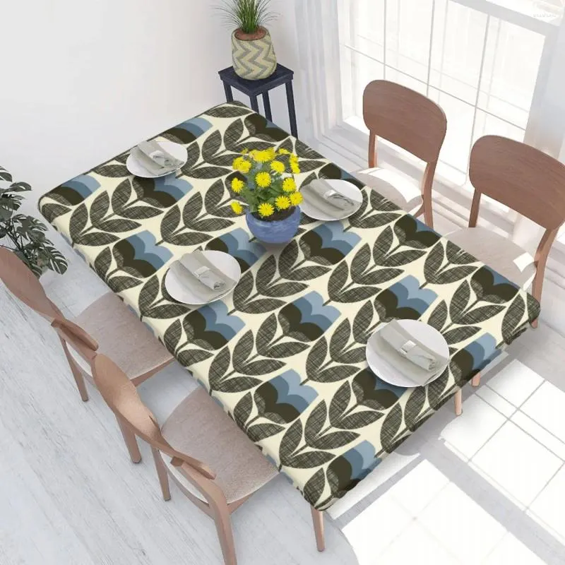 Bordduk Rektangulär vattentät oljeprov Rose Bud Powder Blue Orla Kiely Print Trabbel täcker 4ft passform