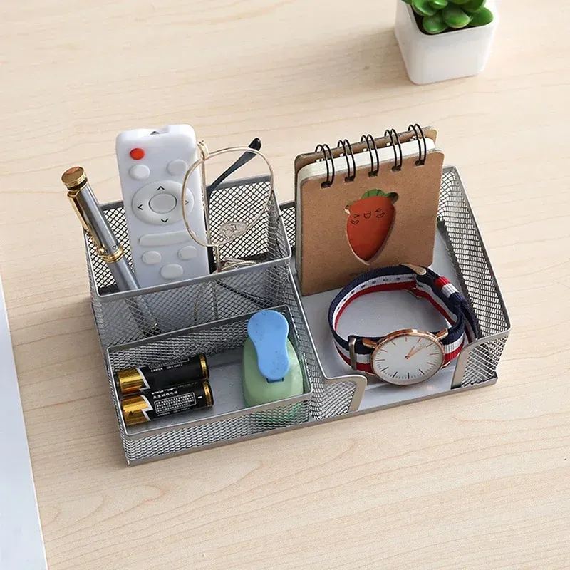 Kreatywny wielofunkcyjny metalowy biurko z piórem uchwyt biurowy Pudełko do przechowywania ołówek