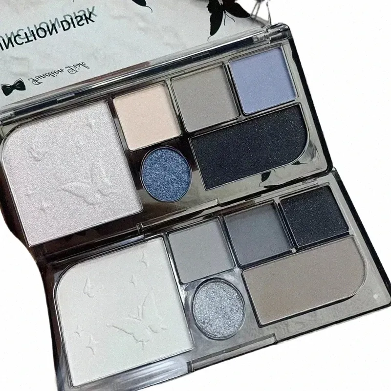 6 couleurs noir Smokey fard à paupières palettes visage mat Ctour Blush poudre tout-en-un pigments de maquillage miroitant femmes cosmétiques coréen f4bV #