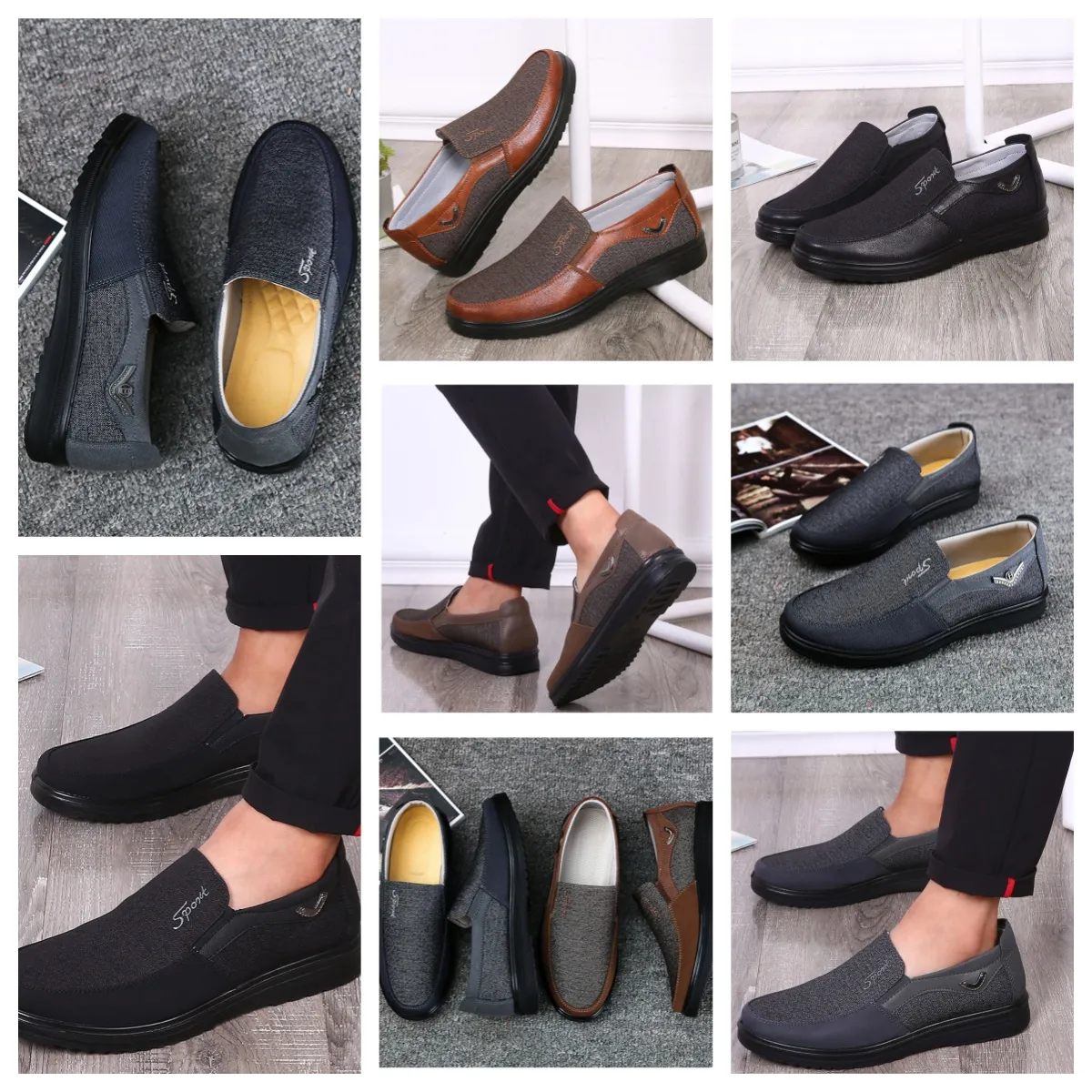 Gai wygodne męskie buty czarne buty okrągłe palec na zewnątrz bankiety garkiety Suitu Men Business Obcass Projektanci buta 38-50 EUR Soft