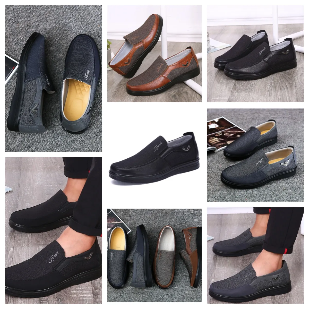 GAI confort hommes chaussures chaussures noires bout rond fête banquet en plein air costumes hommes affaires talon chaussures de créateur EUR 38-50 softs