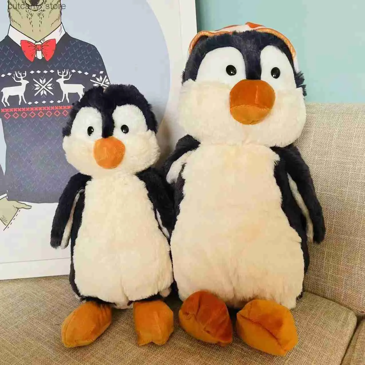 Stuffed Plush Animals 25/35cm Penguin Stuffed Animal Doll Kawaii Penguin Seping Plush Toy Home Decor Soft Hug Pillow Toys Gifts For Kids Whosas L240320