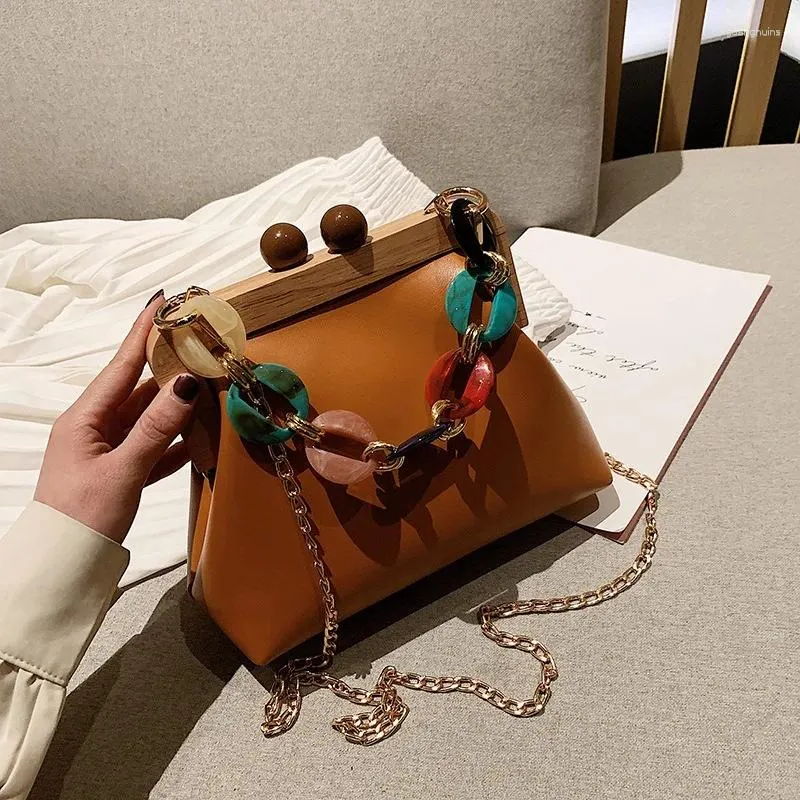 Abendtaschen Damen Mode Schulter Luxus Qualität Mini Handtasche Branding Design Acryl Kette Umhängetaschen Weibliche Vintage Clip Beutel
