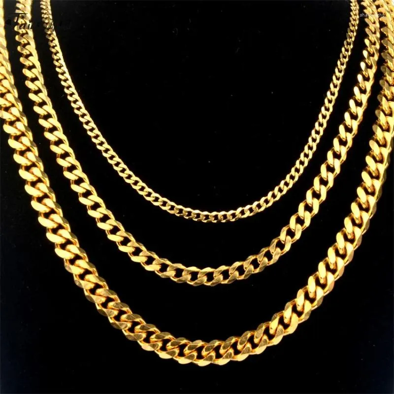 Łańcuchy w stylu stali nierdzewnej Łańcuch kubański Złoty czarny kolor mody Hip Hop Mężczyźni i damskie biżuteria naszyjnik
