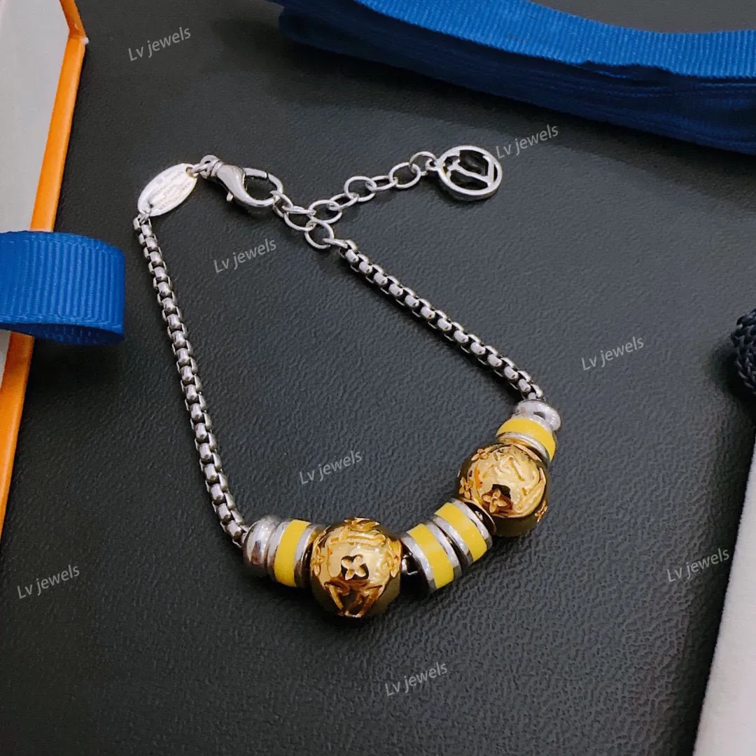 Novo designer clássico de luxo titânio aço cubano pulseira de prata vintage contas banhadas a ouro pulseira mista para homens e mulheres hip hop carta presente de dia dos namorados