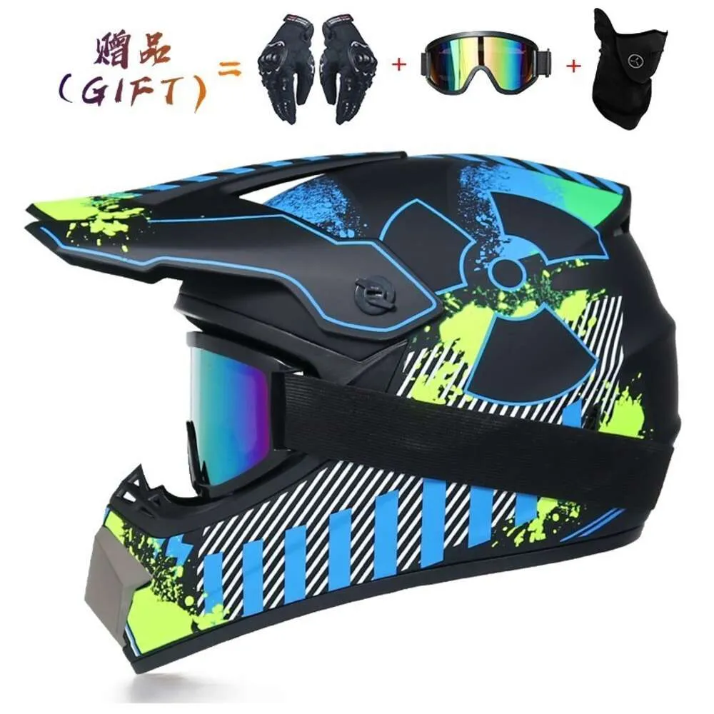 Motocrosshelm, Jeugd DOT Integraal Offroad Sportmotorhelm, Unisex Downhill Mtb Atv Crossmotorhelm, Met Bril, Masker En Handschoenen(Style 5,M(54-55cm