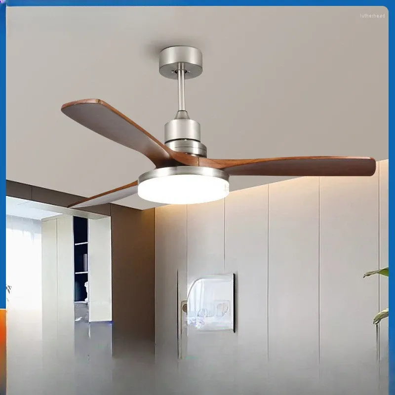Nordic Frequency Conversion Wind Solid Wood Mute Ceiling Fan Lights Dining /Living Room Large The Lamp Disc S