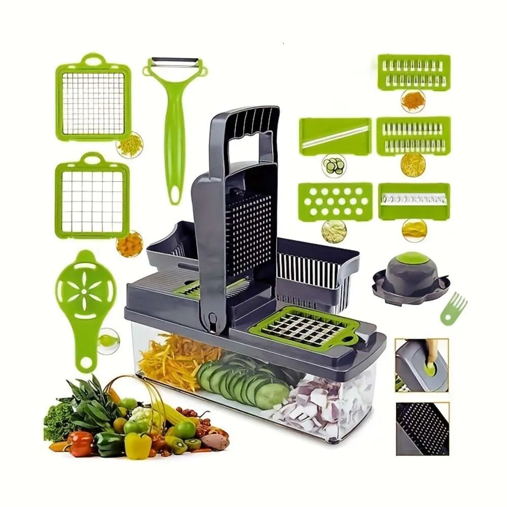 16 pz/set, Grattugia Manuale Multifunzione per Frutta, Affettatrice di Verdure, Taglierina con Contenitore Separatore di Albume e Tuorlo, Tritacarne per Cipolla, Uso Domestico