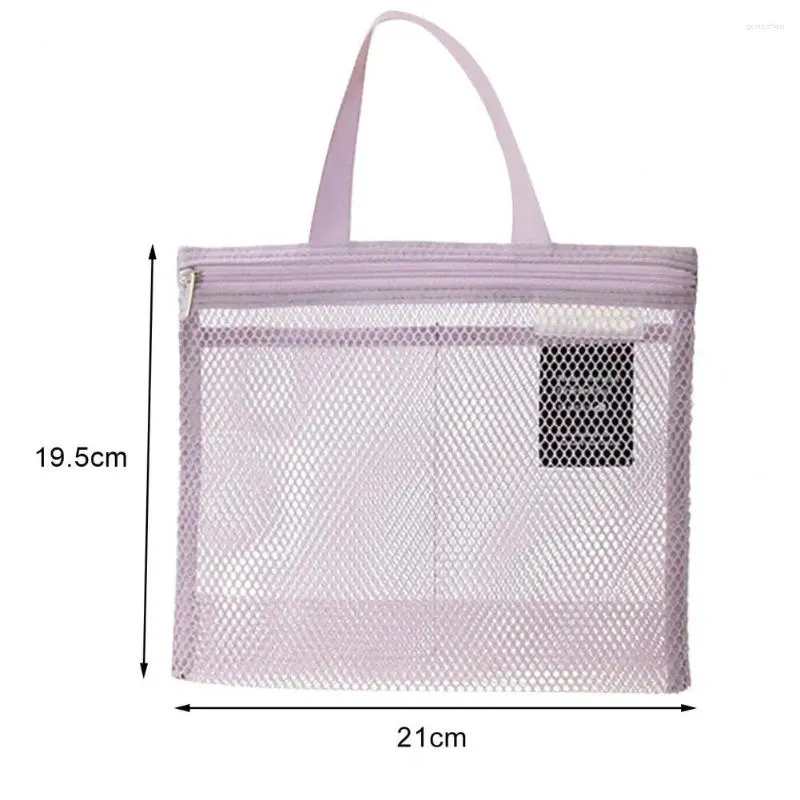 Storage Bags Travel Toiletry Organizer Portable Mesh Bag With Zipper Handle For Quick Drying Heavy Duty Capacity Travelers