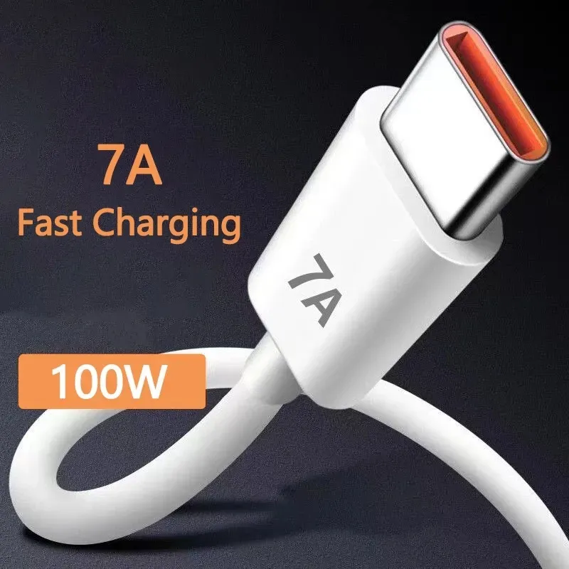 7A 100W Type-C USB-kabel Super Fast Charge-kabel för Huawei Mate 40 30 Xiaomi Samsung Fast Charging Charger Cables Data Cord