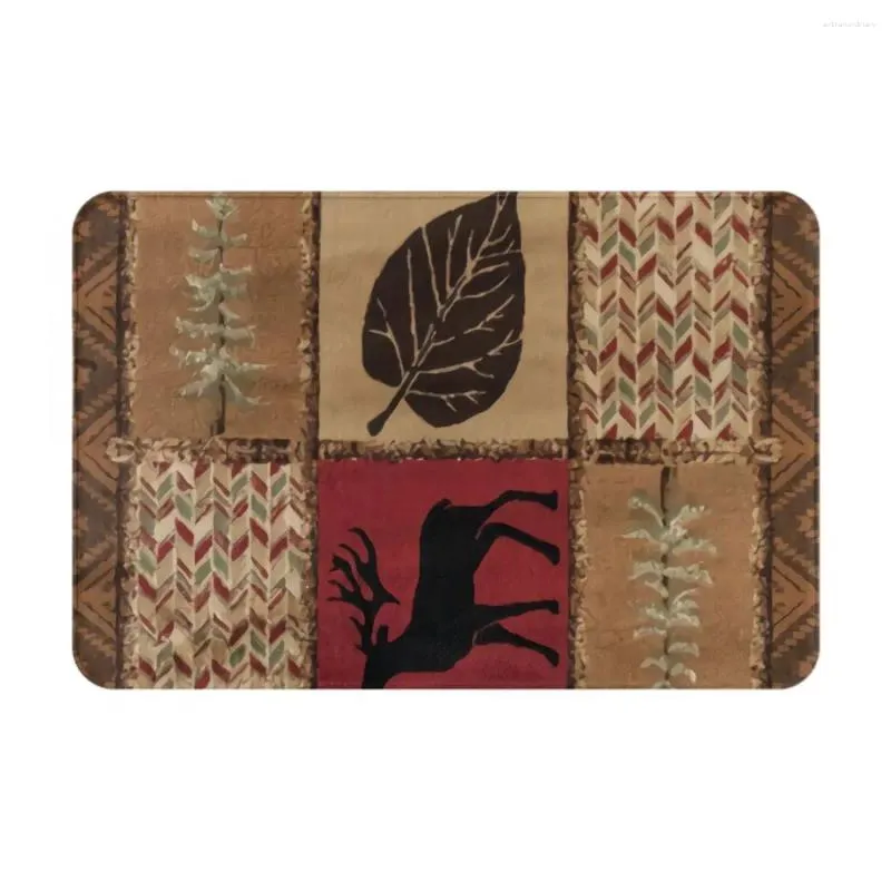 Tapis Rétro Moose Bear Paillasson Intérieur Bienvenue Flanelle Tapis Entrée Extérieur Patio Tapis Antidérapants Durable Lavable 16x24 Po