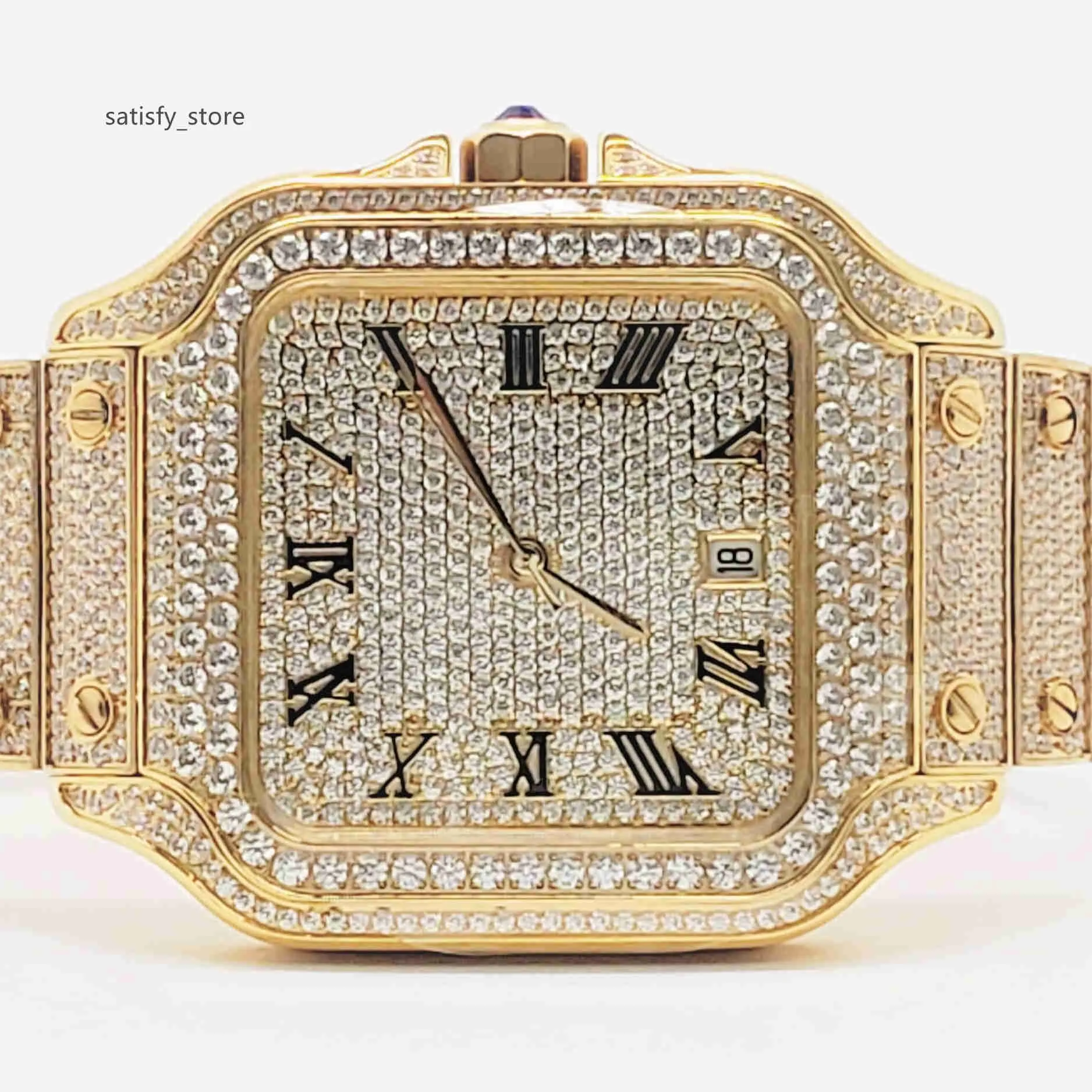 New Product Mechanical Luxury Watch VVS Iced Out Moissanite Wrist Watch For Men