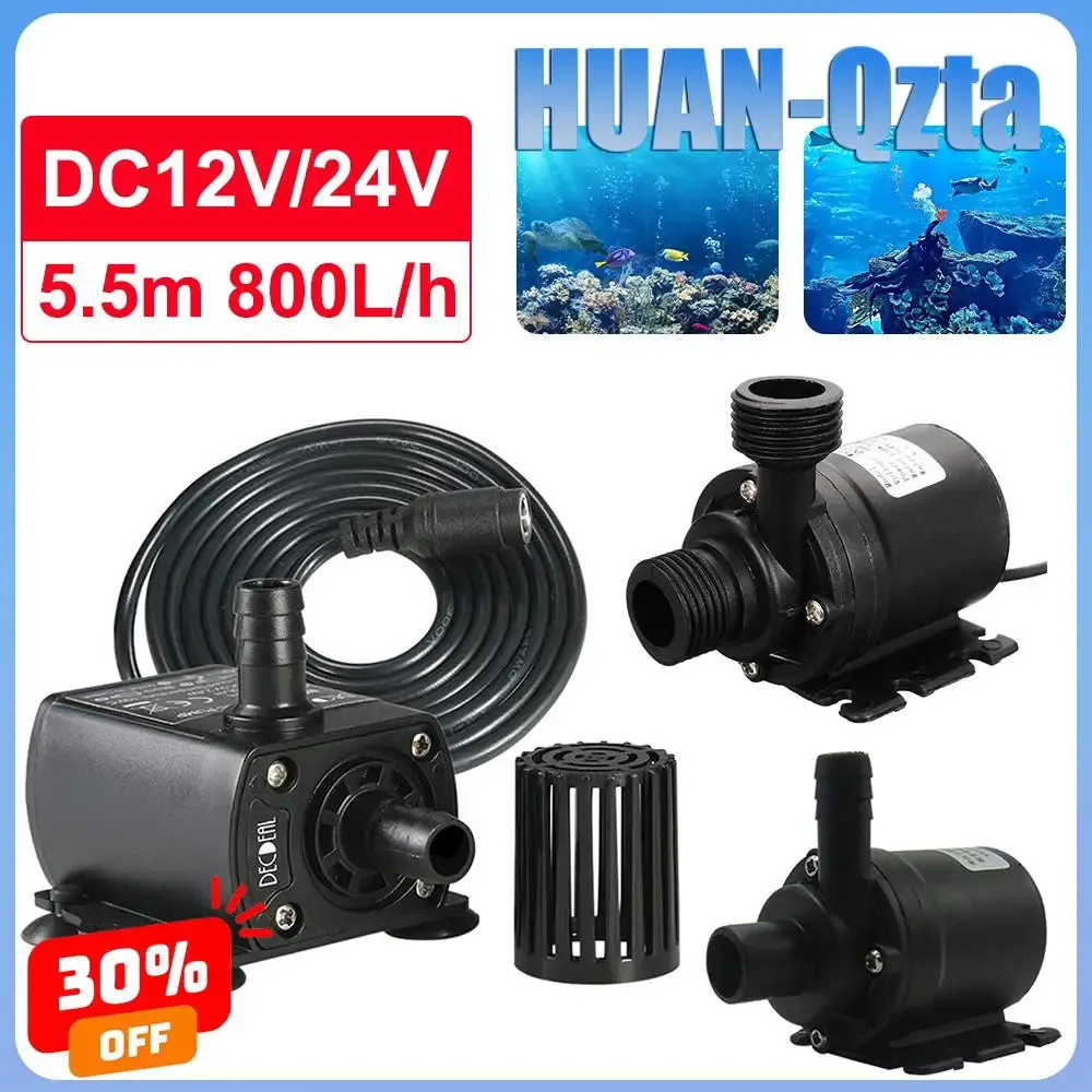 Pompalar Sessiz balık tankı pompası DC 12V 24V Güneş fırçasız motor havuzu dolaşım Sivil Pompa Su Pompası Balık tankı aksesuarları için