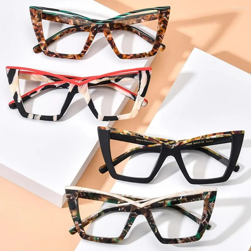 Güneş gözlüğü çerçeveleri kedi göz tarzı optik gözlük ve kadınlar için erkekler çok renkli içerikli buzlu çerçeve özelleştirilebilir lensler