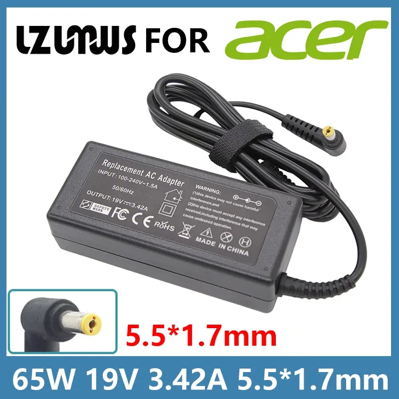 Adapter 19V 3.42A 65W 5.5*1.7MM AC Laptop Charger Power Adapter For Acer Aspire 5315 5630 5735 5920 5535 5738 6920 7520 Notebook