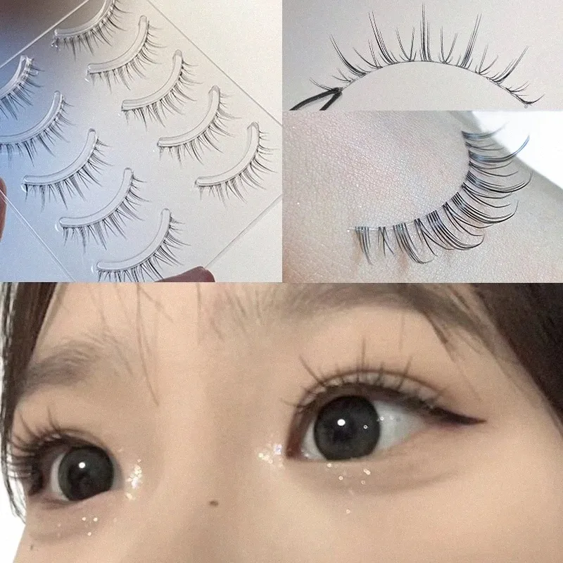 Super Fijne Transparante Stem Japanse Valse Eyel 5 Pairs Natuurlijke Manga Fee Cos Simulati Eyel Extensi Make-Up Tool D5Hd #