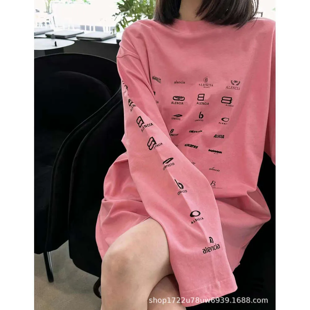 High Version B Family Full Print Collection Long Sleeved T-shirt Paris Autumn New Generation Printed Round Neck Hoodie Loose Fitting