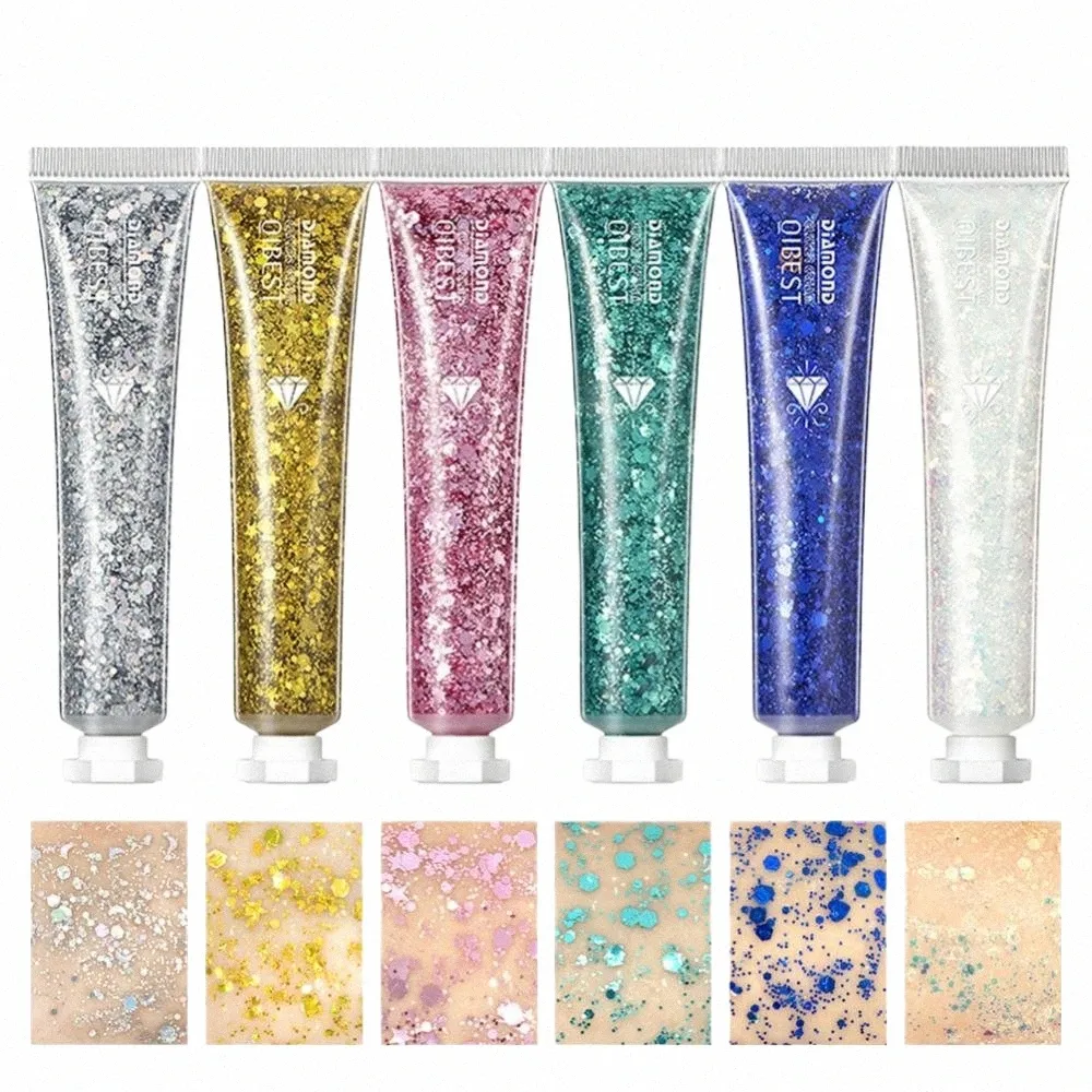 1-3PCS Mochromatic Glitter SequinesジェルアイシャドウクリームシマーブライトニングハイライトフェイスボディグリッタージェルステージメイクI3NK＃