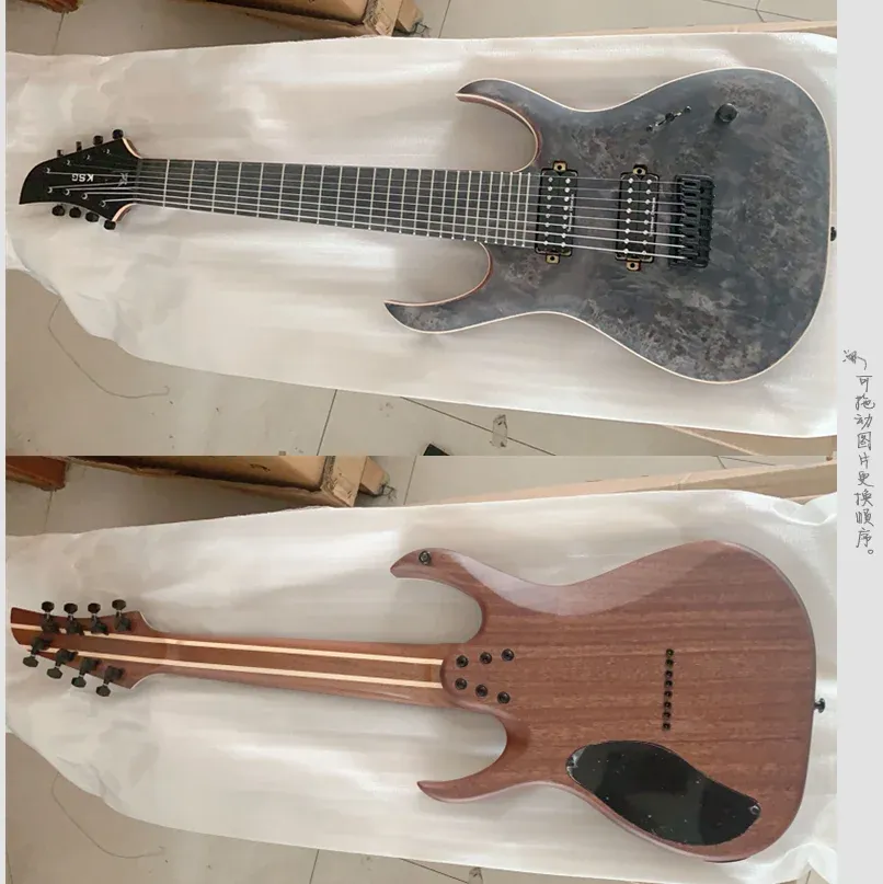 기타 6/7/8 스트링 전기 기타 무료 배송 고품질 7string Custom Guitar 5 플라이 목 7 스트링 일렉트릭 기타