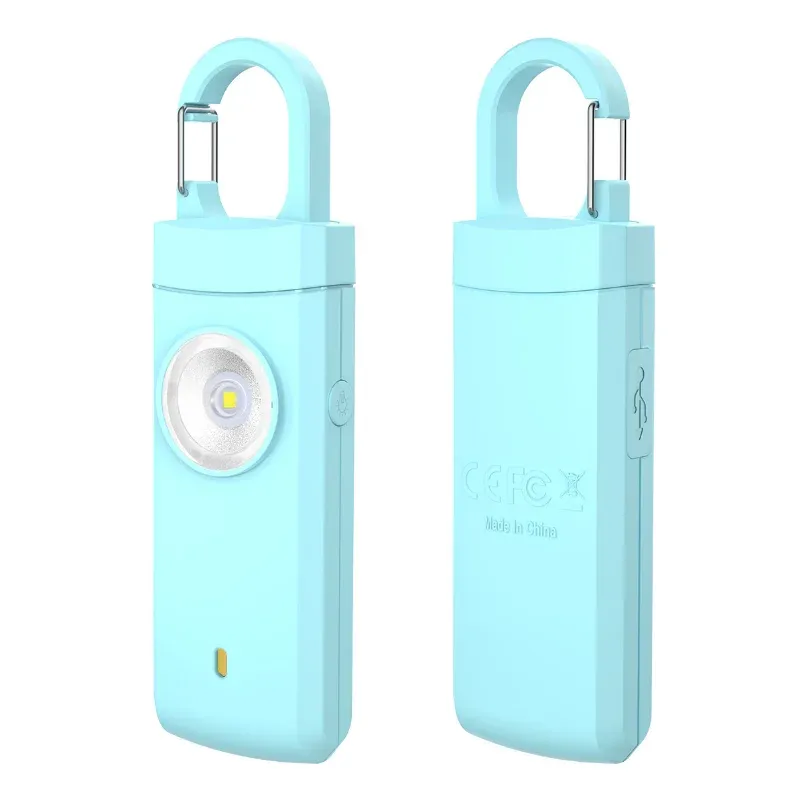 自己防衛LED懐中電灯USB充電式キーチェーン安全アラーム保護用品女性屋外緊急ツール