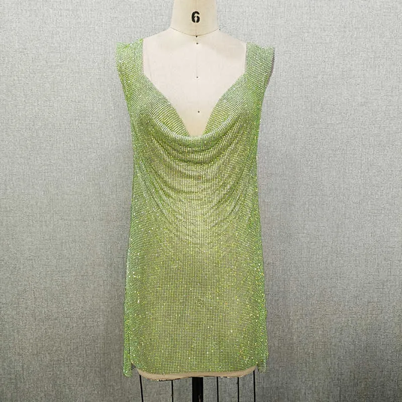 2024 lindo vestido de festa feminino luxuoso com decote em v sem costas em alumínio strass malha vestido de noite de cristal