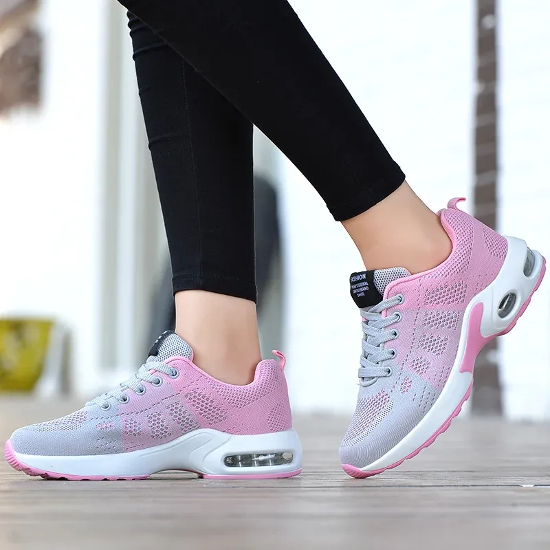 Shoes Four Seasons Breathable Sports Running Shoes Women Flying Weave High Elasticity Casual Sneakers Ladies Nonslip Jogging Shoes