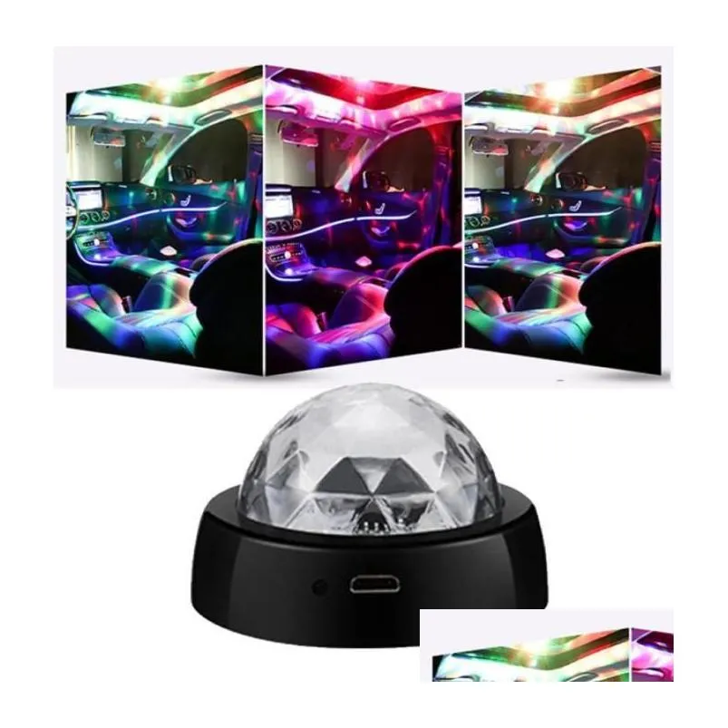 Andra interiörstillbehör Mini DJ Disco Crystal Ball RGB Light USB Protoble LED Atmosphere Lights Stage Lamp Flash Lamp6663539 Drop D OT47Z