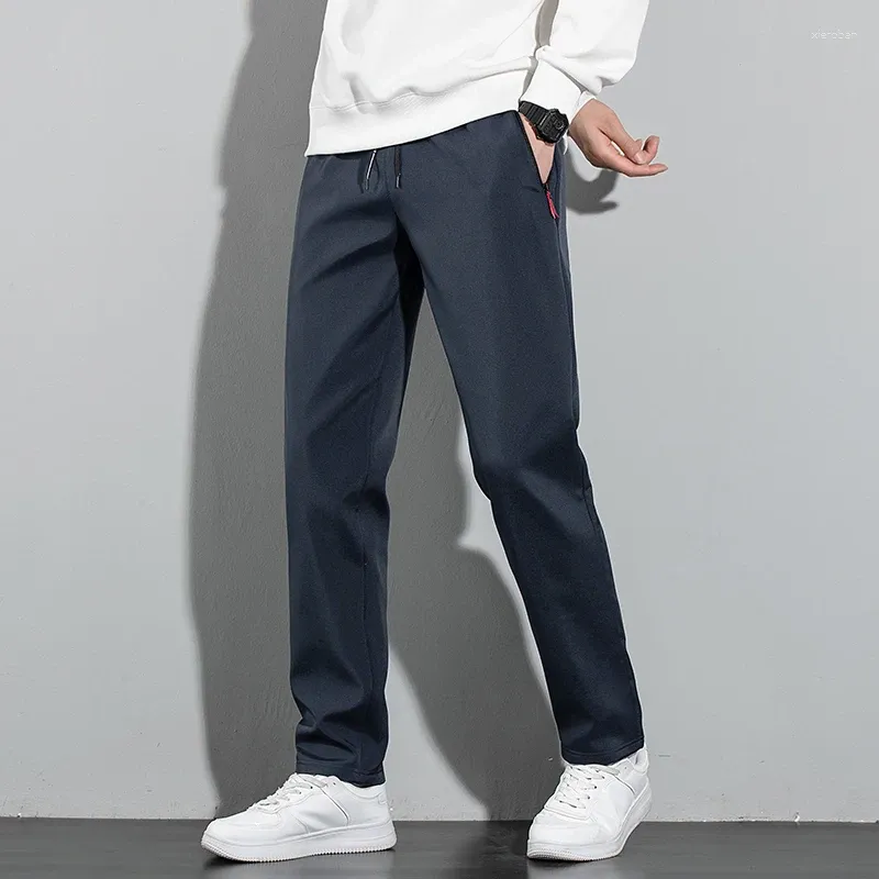 Men's Pants Elegant Fashion Harajuku Slim Fit Ropa Hombre Loose Casual All Match Sweat Pockets Thin Style Straight Leg