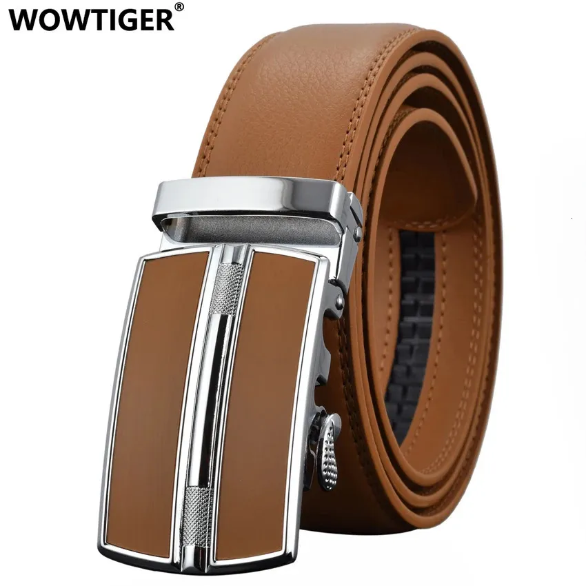 WOWTIGER MEN MAND AUTORY Automatic Buckle Leather Designer Male Male Belt Belt Weist Belts for Men Ceinture Homme Cinturon 240320