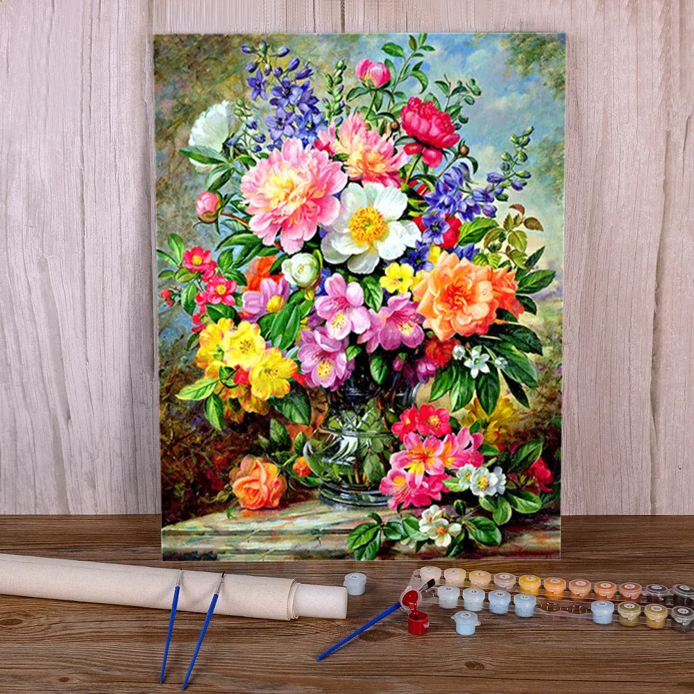 Numéro Flower Bouquet Coloring by Numbers Painting Kit Paints Huile Paignes 50 * 70 Boches By Numbers Home Decor Crafts For Handdiwork