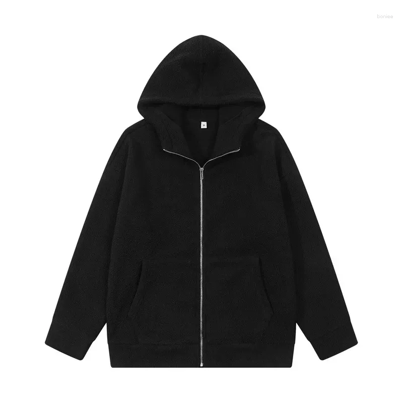 Herren Hoodies Herumn Winter Kpop Modes solides Sweatshirt Harajuku alle passen Tops Loose Casual Outerwear Ropa Hombre Strickjack Zipper Kapuze mit Kapuze