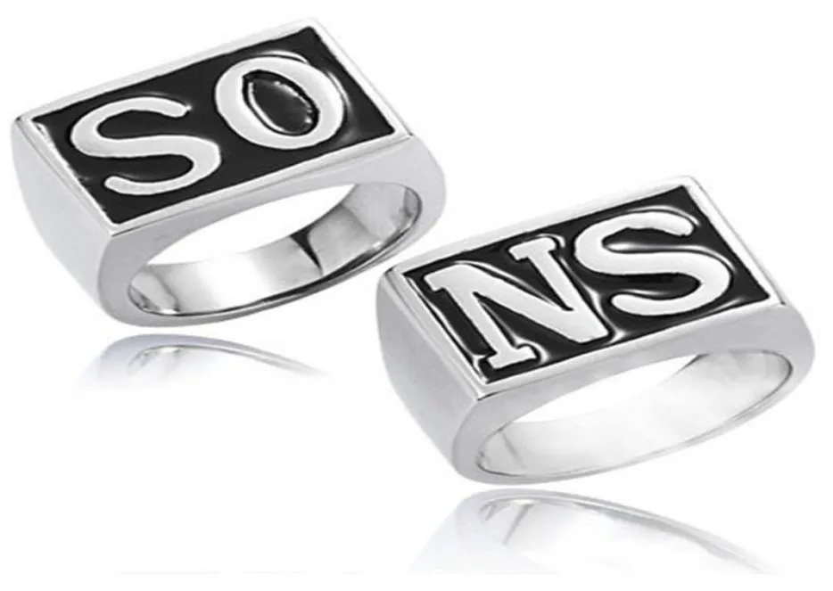 2PCS Rings Men Rock punk cosplay kostium srebrny rozmiar 8-13 Motocykl Palca serdeczna 25557068