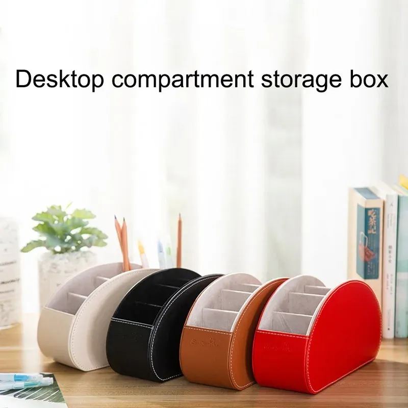 BINS LEATHER STORAGE BOX multifunktionell skrivbordsorganisatör Box Black Solid Color Simple Style Home Office Remote Control Storage MJ72206