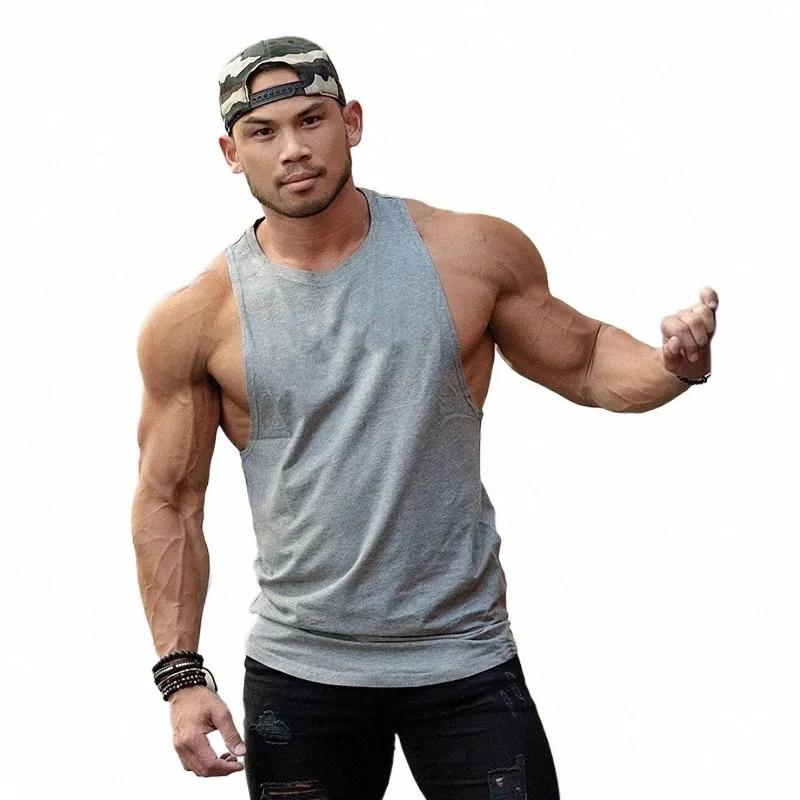 Nouveau Fi été Fitn hommes débardeur musculation stringer cott gymnase maillot de corps solide chemise à manches entraînement muscle gilet x130 #