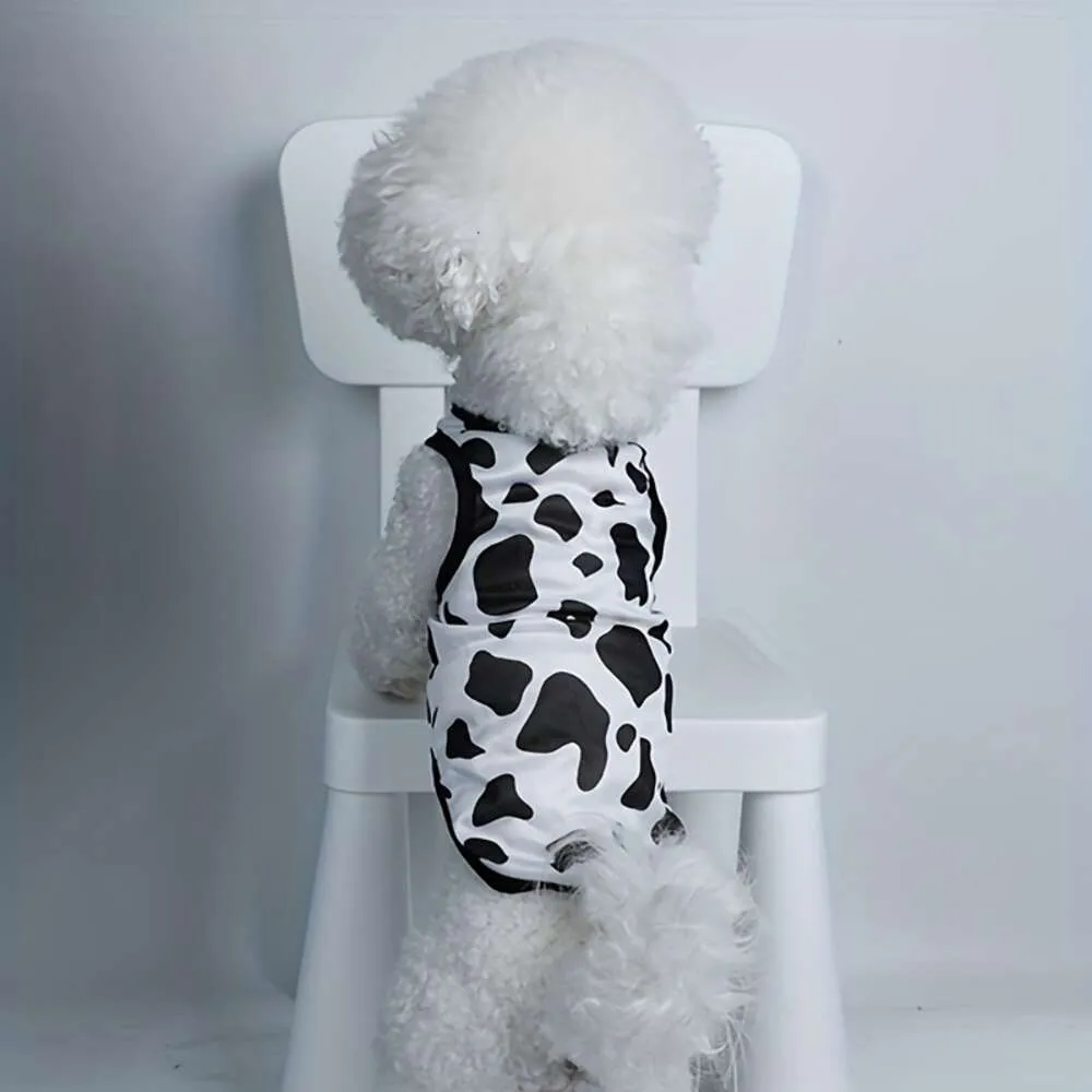 夏の通気性ペットベストカウデザインドッグシャツ薄くてクールな子犬の服